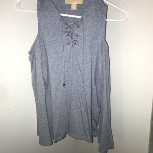 Michael Kors Lace-Up Cold Shoulder Top